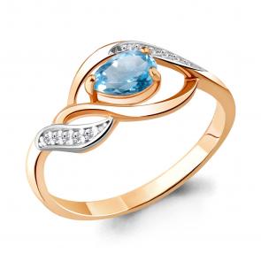 Кольцо из золочёного серебра AQUAMARINE с топазом и фианитом А6901105А-пк фото
