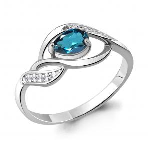 Серебряное кольцо AQUAMARINE с фианитом и Лондон топазом А6901108А фото