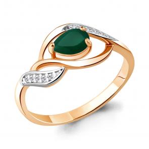 Кольцо из золочёного серебра AQUAMARINE с фианитом и агатом А6901109А-пк фото