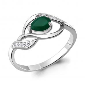 Серебряное кольцо AQUAMARINE с фианитом и агатом А6901109А фото