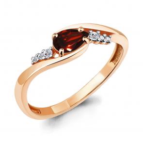 Кольцо из золочёного серебра AQUAMARINE с фианитом и гранатом А6901403А-п фото