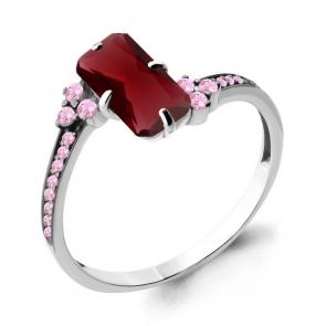 Серебряное кольцо AQUAMARINE с фианитом и гранатом А6902085В фото