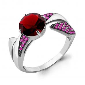 Серебряное кольцо AQUAMARINE с гранатом и рубиновым корундом А6902185В фото