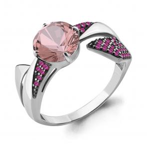 Серебряное кольцо AQUAMARINE с рубиновым корундом и морганитом А6902190В фото
