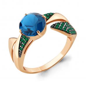 Кольцо из золочёного серебра AQUAMARINE с гидротермальным изумрудом и Лондон топазом А6902193Г-п фото