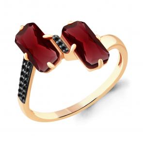 Кольцо из золочёного серебра AQUAMARINE с гранатом и ювелирным кристаллом А6902285Ч-п фото