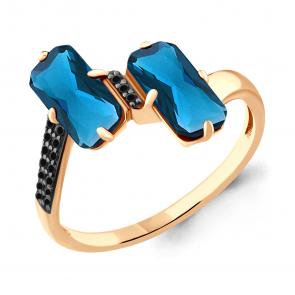 Кольцо из золочёного серебра AQUAMARINE с Лондон топазом и ювелирным кристаллом А6902293Ч-п фото