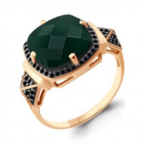 Кольцо из золочёного серебра AQUAMARINE с агатом и ювелирным кристаллом А6902309Ч-п фото