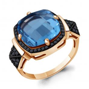 Кольцо из золочёного серебра AQUAMARINE с топазом и ювелирным кристаллом А6902392Ч-п фото