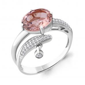 Серебряное кольцо AQUAMARINE с фианитом и морганитом А6902490А фото