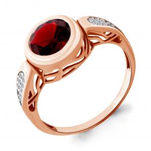 Кольцо из золочёного серебра AQUAMARINE с фианитом и гранатом А6902685А-п фото