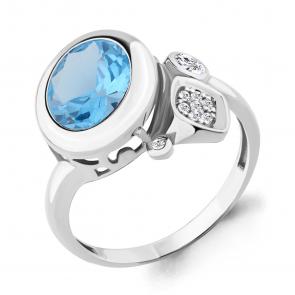 Серебряное кольцо AQUAMARINE с топазом и фианитом А6902792А фото