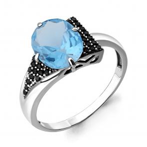 Серебряное кольцо AQUAMARINE с топазом и ювелирным кристаллом А6902892Ч фото