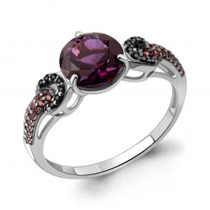 Серебряное кольцо AQUAMARINE с аметистом, турмалином и ювелирным кристаллом А6903184ЧВ фото