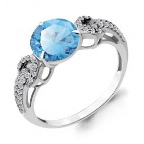 Серебряное кольцо AQUAMARINE с фианитом и турмалином А6903188А фото