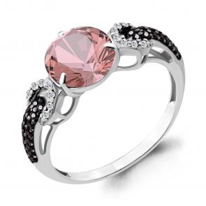 Серебряное кольцо AQUAMARINE с фианитом, ювелирным кристаллом и морганитом А6903190Ч фото
