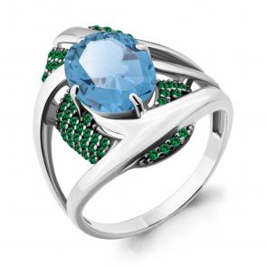 Серебряное кольцо AQUAMARINE с гидротермальным изумрудом и турмалином А6903288Г фото