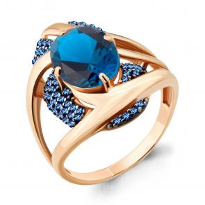 Кольцо из золочёного серебра AQUAMARINE с гидротермальным сапфиром и Лондон топазом А6903293Б-п фото