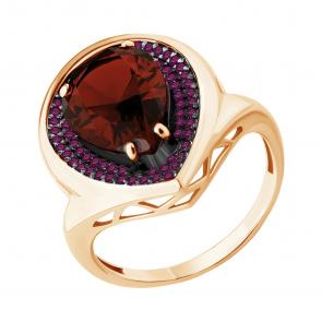 Кольцо из золочёного серебра AQUAMARINE с гранатом и рубиновым корундом А6903385В-п фото