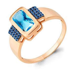 Кольцо из золочёного серебра AQUAMARINE с топазом и гидротермальным сапфиром А6903592Б-п фото
