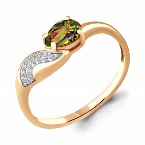 Кольцо из золочёного серебра AQUAMARINE с фианитом и султанитом А6904019А-п фото