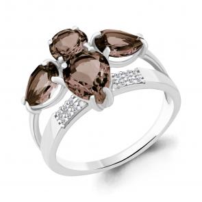 Серебряное кольцо AQUAMARINE с фианитом и кварцем А6904201А фото