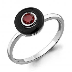 Серебряное кольцо AQUAMARINE с гранатом и керамикой А6910703 фото