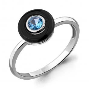 Серебряное кольцо AQUAMARINE с топазом и керамикой А6910705 фото