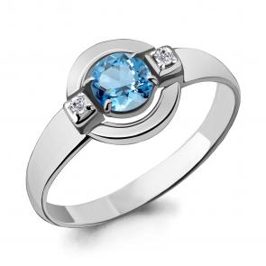 Серебряное кольцо AQUAMARINE с топазом и фианитом А6912305А фото