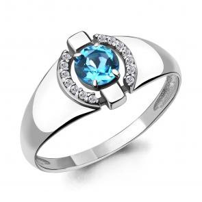 Серебряное кольцо AQUAMARINE с топазом и фианитом А6912405А фото
