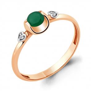 Кольцо из золочёного серебра AQUAMARINE с фианитом и агатом А6912609А-п фото