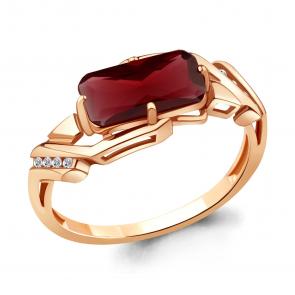 Кольцо из золочёного серебра AQUAMARINE с фианитом и гранатом А6913585А-п фото