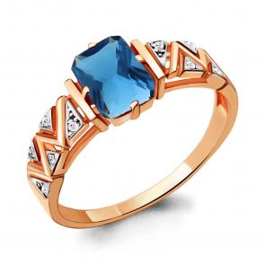 Кольцо из золочёного серебра AQUAMARINE с фианитом и Лондон топазом А6913693А-пк фото