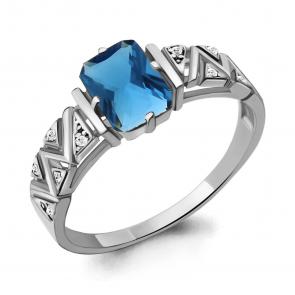 Серебряное кольцо AQUAMARINE с фианитом и Лондон топазом А6913693А фото