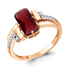 Кольцо из золочёного серебра AQUAMARINE с фианитом и гранатом А6913885А-п фото