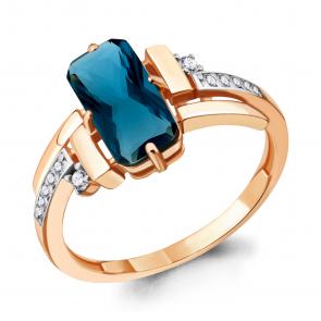 Кольцо из золочёного серебра AQUAMARINE с фианитом и Лондон топазом А6913893А-п фото