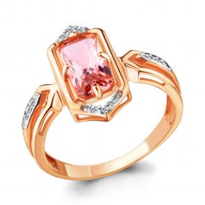 Кольцо из золочёного серебра AQUAMARINE с фианитом и морганитом А6913990А-п фото