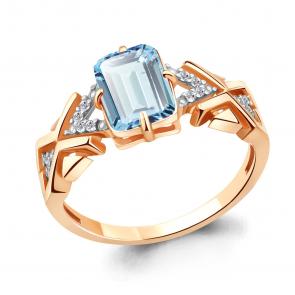 Кольцо из золочёного серебра AQUAMARINE с фианитом и турмалином А6914088А-п фото
