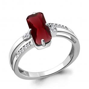 Серебряное кольцо AQUAMARINE с фианитом и гранатом А6914185А фото