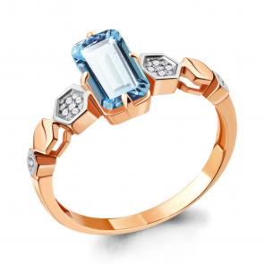 Кольцо из золочёного серебра AQUAMARINE с фианитом и турмалином А6914288А-пк фото
