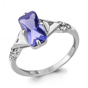 Серебряное кольцо AQUAMARINE с фианитом и танзанитом А69143603А фото