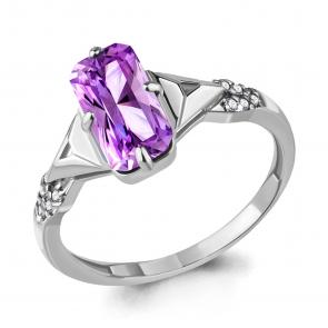 Серебряное кольцо AQUAMARINE с фианитом и аметистом А6914384А фото