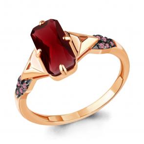 Кольцо из золочёного серебра AQUAMARINE с гранатом и турмалином А6914385В-п фото