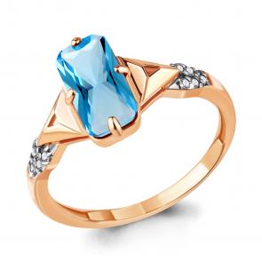 Кольцо из золочёного серебра AQUAMARINE с топазом и фианитом А6914392А-п фото