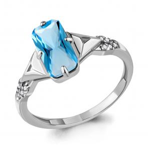 Серебряное кольцо AQUAMARINE с топазом и фианитом А6914392А фото