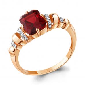 Кольцо из золочёного серебра AQUAMARINE с фианитом и гранатом А6914485А-п фото