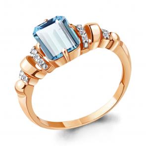 Кольцо из золочёного серебра AQUAMARINE с фианитом и турмалином А6914488А-п фото