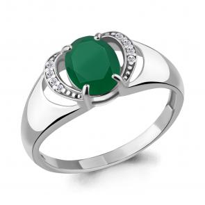 Серебряное кольцо AQUAMARINE с фианитом и агатом А6914509А фото