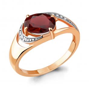 Кольцо из золочёного серебра AQUAMARINE с фианитом и гранатом А6914903А-п фото