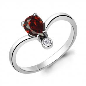 Серебряное кольцо AQUAMARINE с фианитом и гранатом А6915103А фото